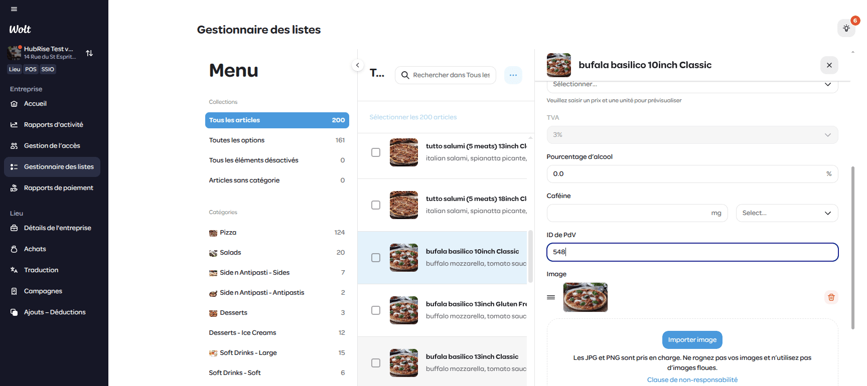 Code ref produit dans le portail marchand Wolt
