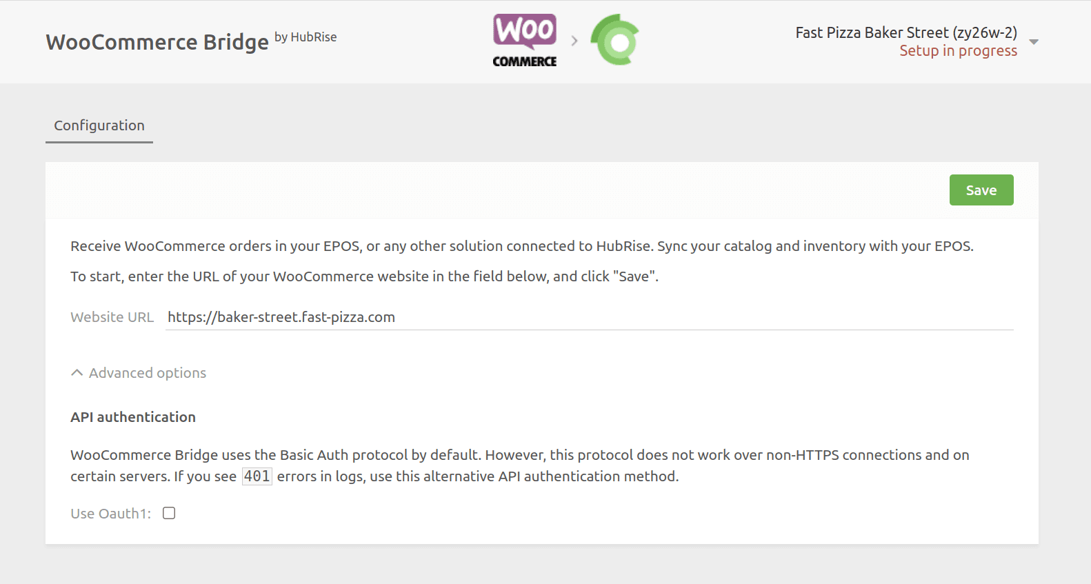 OAuth1 option in WooCommerce Bridge