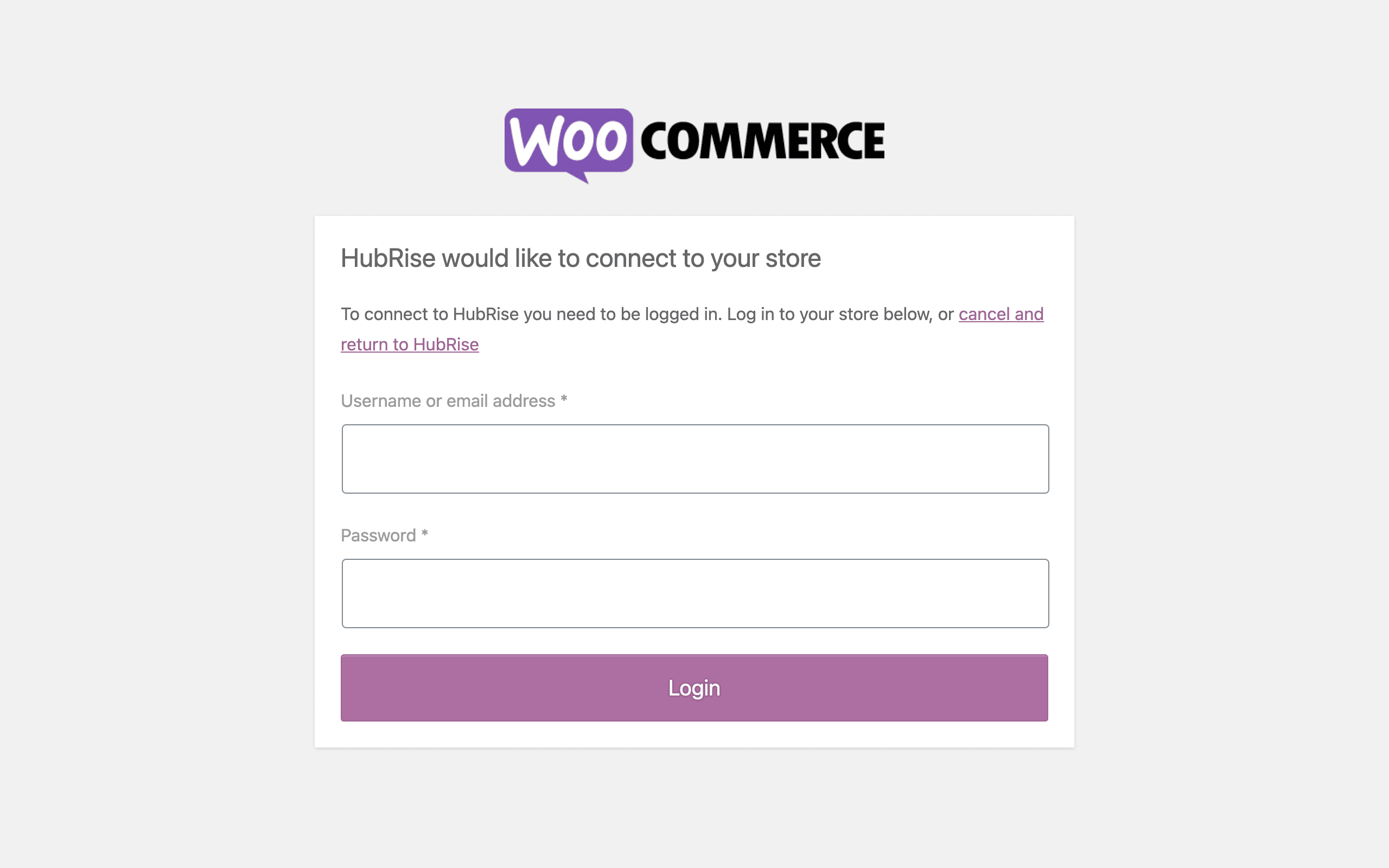 WooCommerce login page