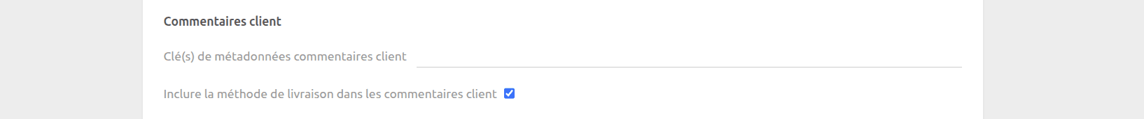 Page de configuration WooCommerce Bridge, commentaires client