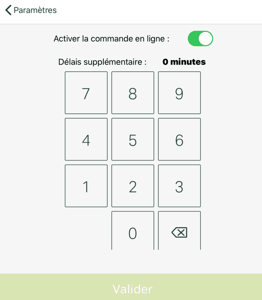 Paramètres de commande en ligne dans Zelty