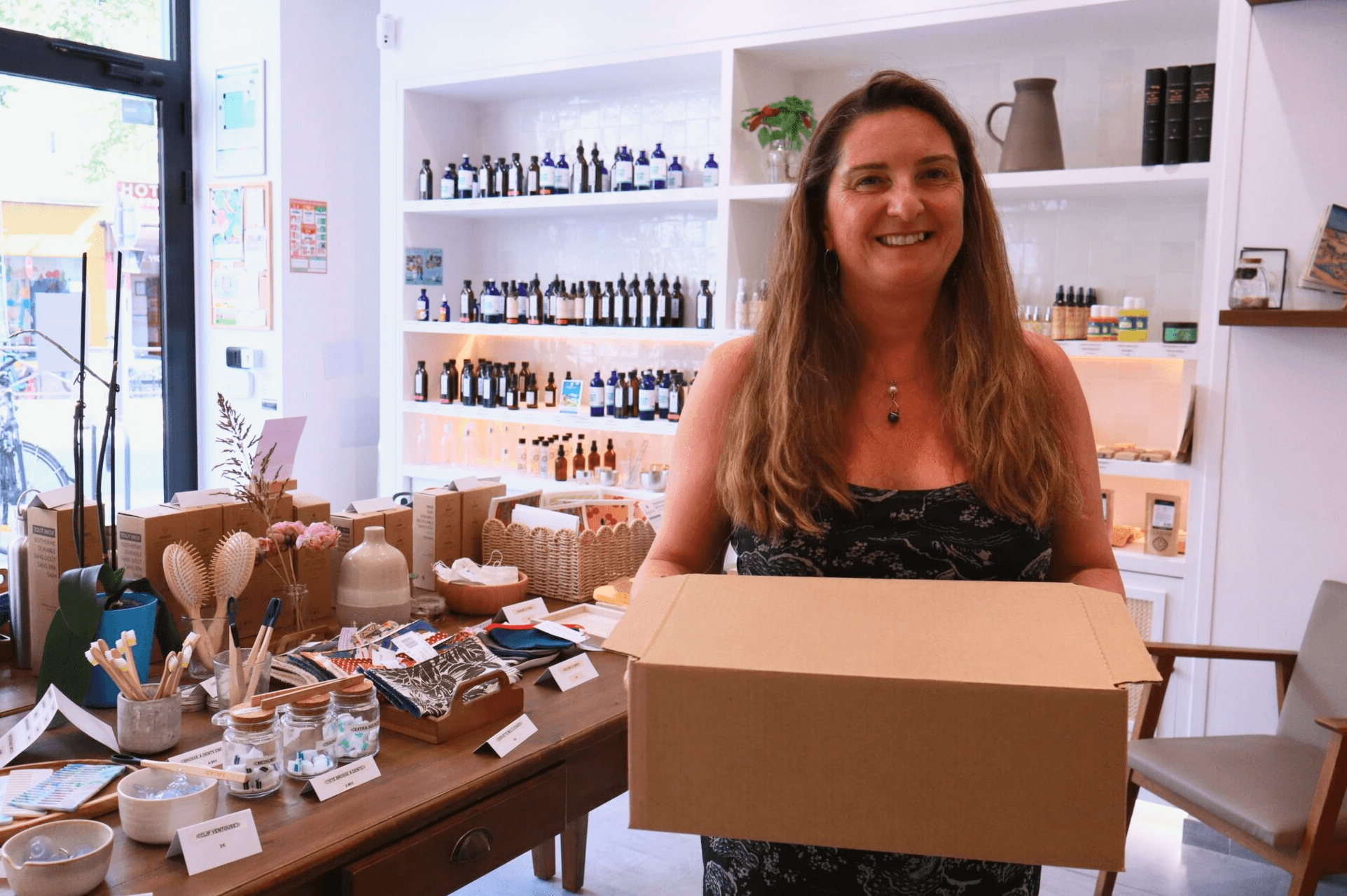 Nadia Dumont-Martinez in her shop La Fée des Champs