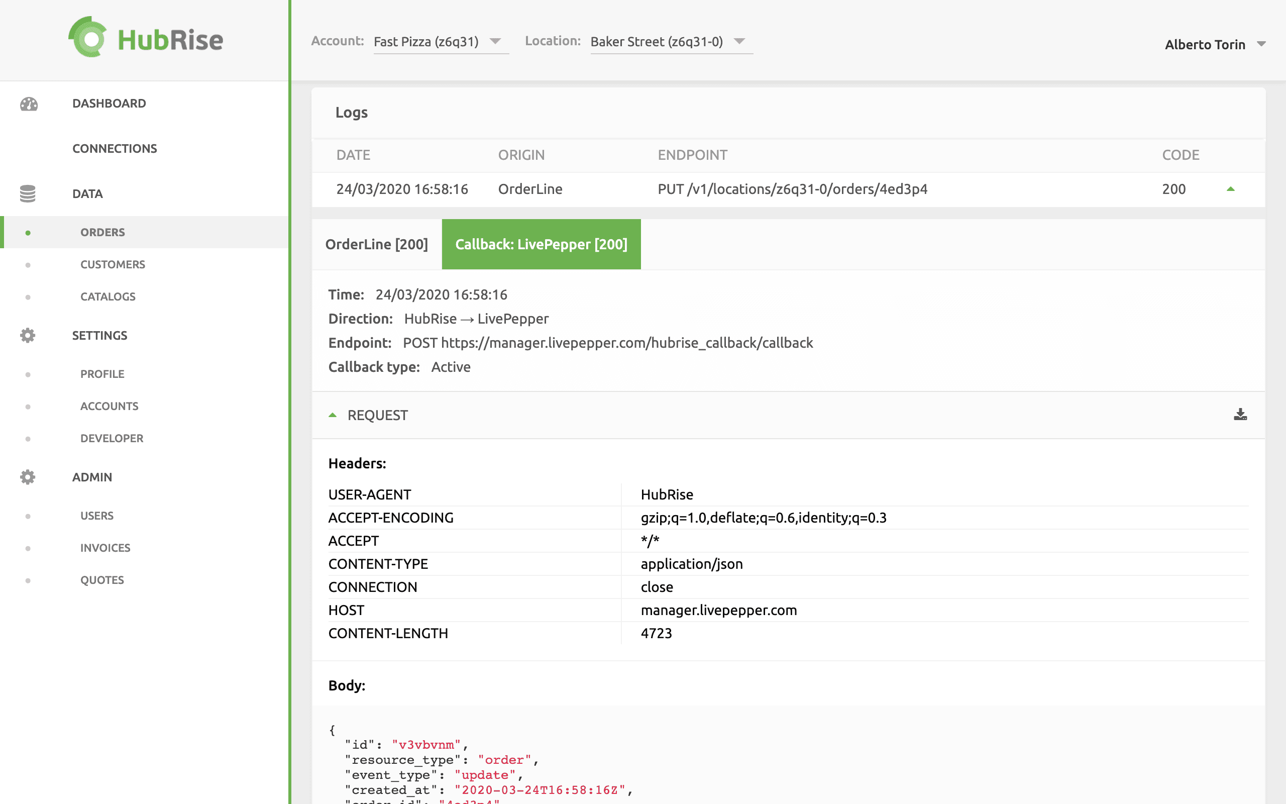 Components of API Requests in HubRise